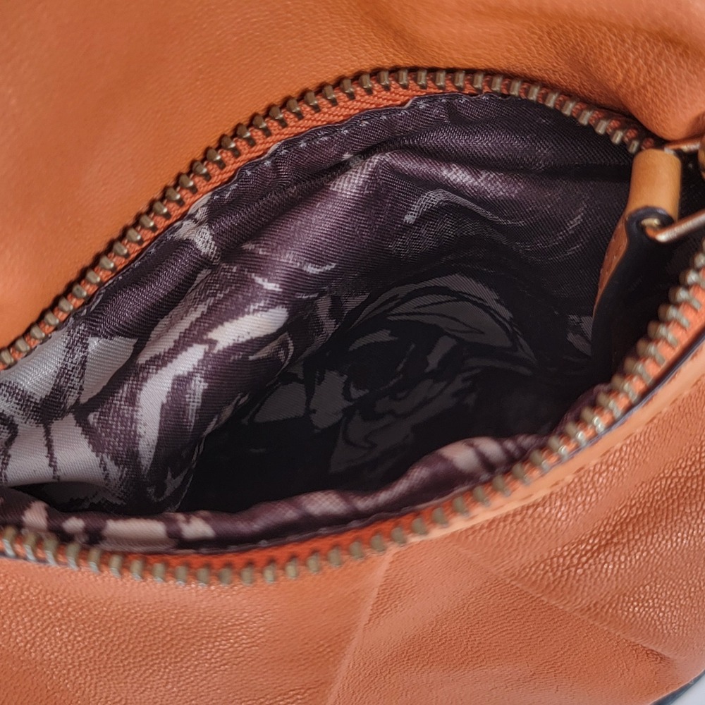 Hype Orange Pebbled Leather Satchel Crossbody Bag Gold Hardware - Picture 6 of 16